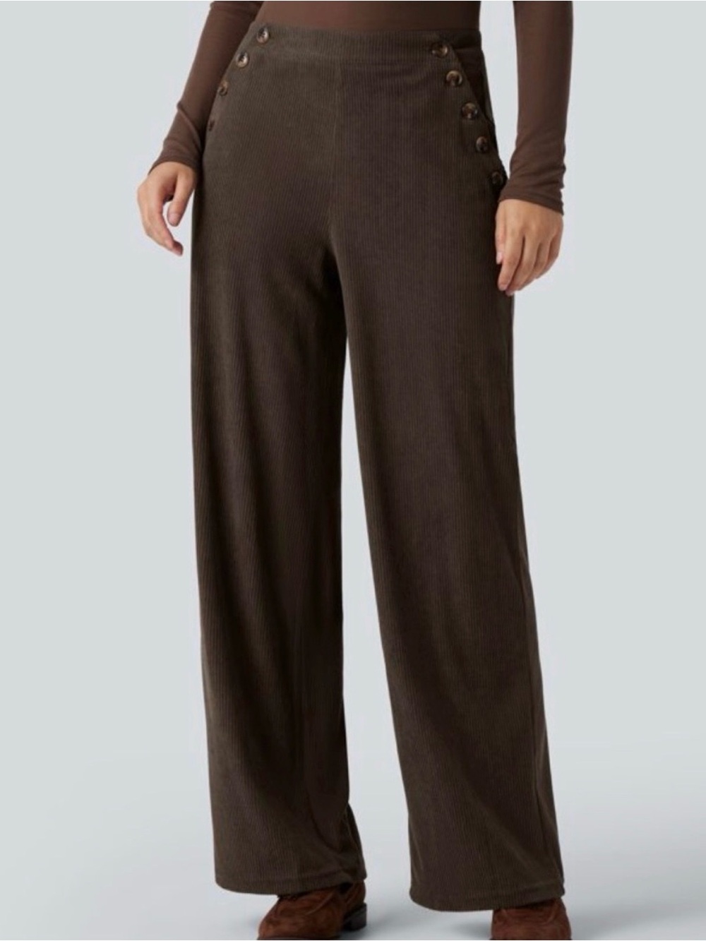 Halara High rise Brown Corduroy Pants Straight leg Women’s S NWT